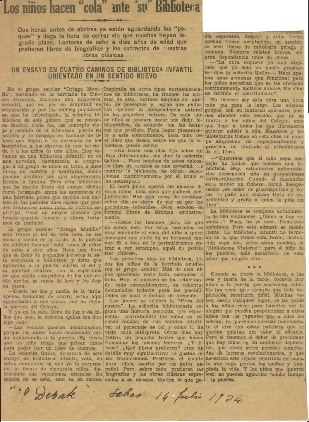 El Debate, 14 de julio de 1934